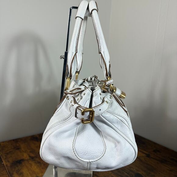 Chloe Paddington White Leather Satchel Bag Vintage Authentic - Picture 8 of 16
